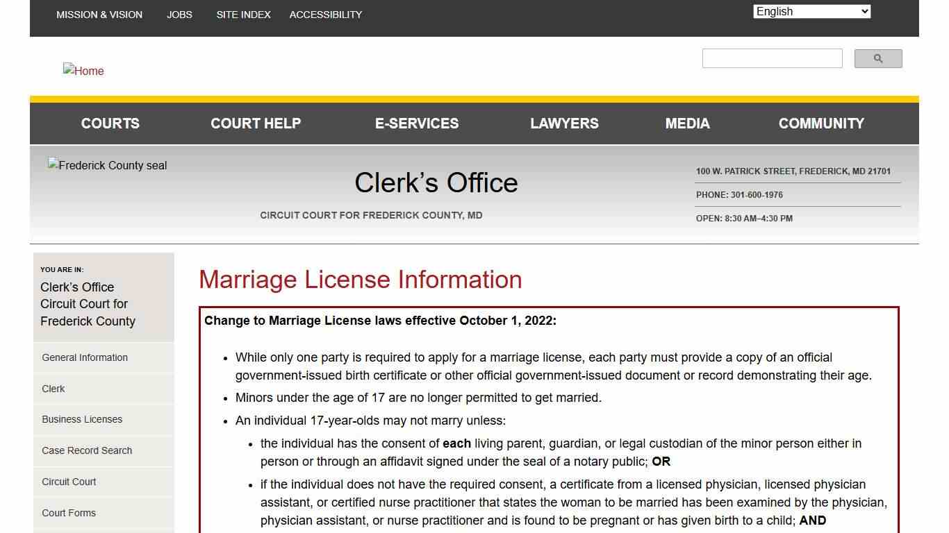 Marriage License Information Maryland Courts